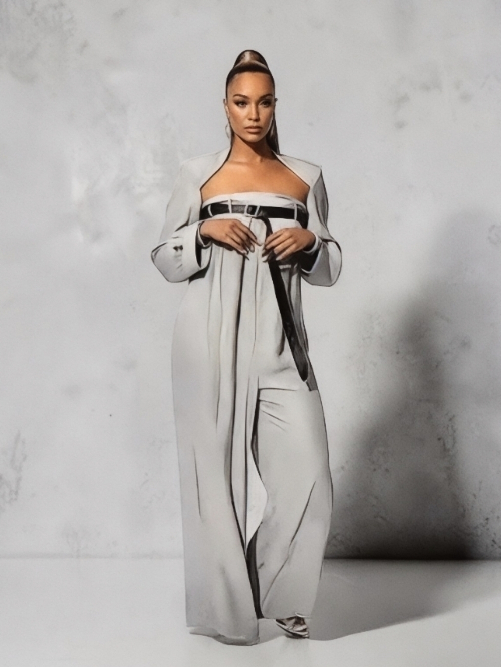 Strapless Wide-Leg Jumpsuit w/ Cinching Accents ▪︎ Curvy ▪︎ Slate ▪︎ XXL - Picture 2 of 16